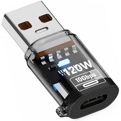 PowerGuard High-Speed 120W Fast Charging USB-A to USB-C Adapter (USB-A, USB-C), Adaptateur pour appareils mobiles, Gris, Transparent PowerGuard High-Speed 120W Fast Charging USB-A to USB-C Adapter (USB-A, USB-C), Adaptateur pour appareils mobiles, Gris, Transparent