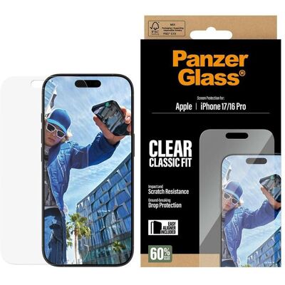 PanzerGlass Classic Fit (1 pcs, Apple iPhone 16 Pro, Apple iPhone 17 Pro), Téléphone portable : film de protection, Transparent PanzerGlass Classic Fit (1 pcs, Apple iPhone 16 Pro, Apple iPhone 17 Pro), Téléphone portable : film de protection, Transparent