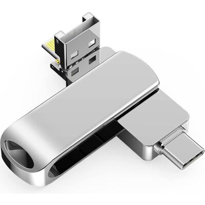 PowerGuard iFlashDrive 4in1 USB-C Lightning MicroUSB 64GB Adaptateur USB 3.0 OTG (Lightning, Micro USB, USB-A, USB-C, Lightning, Micro USB, USB-C), Adaptateur pour appareils mobiles PowerGuard iFlashDrive 4in1 USB-C Lightning MicroUSB 64GB Adaptateur USB 3.0 OTG (Lightning, Micro USB, USB-A, USB-C, Lightning, Micro USB, USB-C), Adaptateur pour appareils mobiles
