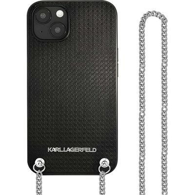 Coque en Cuir Texturé et Chaîne Karl Lagerfeld pour iPhone 13 mini Coque en Cuir Texturé et Chaîne Karl Lagerfeld pour iPhone 13 mini