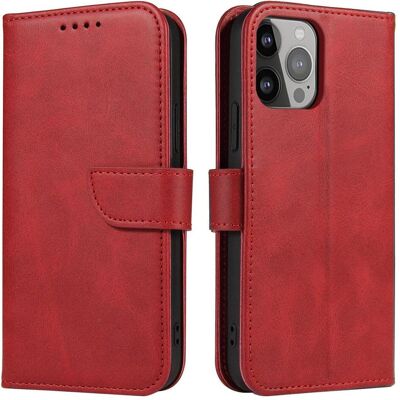 Hurtel Étui portefeuille avec support pour étui aimanté pour iPhone 15 Pro Max - Rouge (Apple iPhone 15 Pro Max), Coque pour téléphone portable, Rouge Hurtel Étui portefeuille avec support pour étui aimanté pour iPhone 15 Pro Max - Rouge (Apple iPhone 15 Pro Max), Coque pour téléphone portable, Rouge