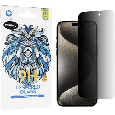 Lito - 2.5D Classic Glass - iPhone 15 Pro Max - Privacy (Apple iPhone 15 Pro Max), Téléphone portable : film de protection, Transparent Lito - 2.5D Classic Glass - iPhone 15 Pro Max - Privacy (Apple iPhone 15 Pro Max), Téléphone portable : film de protection, Transparent