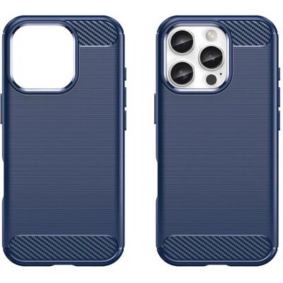 Hurtel Étui en carbone pour iPhone 16 Pro Max Silicone Case - Bleu (Apple iPhone 16 Pro Max), Coque pour téléphone portable, Bleu Hurtel Étui en carbone pour iPhone 16 Pro Max Silicone Case - Bleu (Apple iPhone 16 Pro Max), Coque pour téléphone portable, Bleu