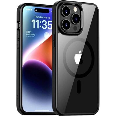 JT Berlin BackCase Pankow Hybrid MagSafe (Apple iPhone 15 Pro Max), Coque pour téléphone portable, Transparent, Noir JT Berlin BackCase Pankow Hybrid MagSafe (Apple iPhone 15 Pro Max), Coque pour téléphone portable, Transparent, Noir