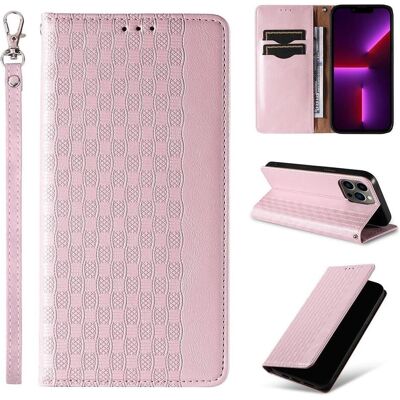 Coque Magnétique Rose pour iPhone 14 Pro - Étui avec bandoulière Coque Magnétique Rose pour iPhone 14 Pro - Étui avec bandoulière