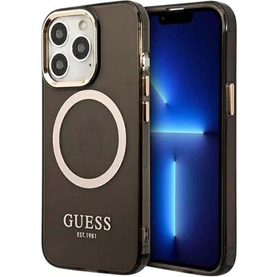 Coque Guess Gold Outline Translucent MagSafe pour iPhone 13 Pro Max Coque Guess Gold Outline Translucent MagSafe pour iPhone 13 Pro Max