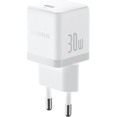 Baseus - Wall Charger Palm (P10111605213-00) - Chargeur rapide, Type-C, PD 30W, 5V/3A- Moon White (30 W, 1 portion), Chargeur USB, Blanc Baseus - Wall Charger Palm (P10111605213-00) - Chargeur rapide, Type-C, PD 30W, 5V/3A- Moon White (30 W, 1 portion), Chargeur USB, Blanc