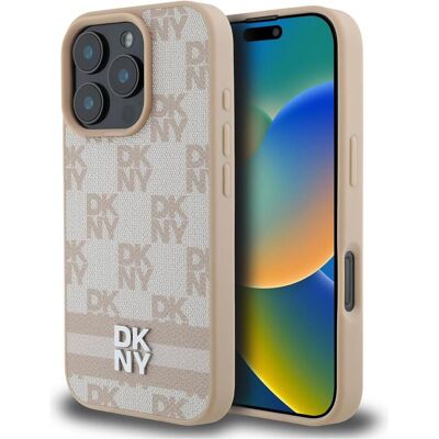 Coque rose DKNY pour iPhone 16 Pro - Carreaux & Rayures Coque rose DKNY pour iPhone 16 Pro - Carreaux & Rayures