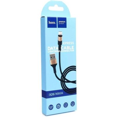 Hoco Câble USB X26 Lightning – 1 m – Noir et or – Charge rapide 2 A (1 m), Câble USB Hoco Câble USB X26 Lightning – 1 m – Noir et or – Charge rapide 2 A (1 m), Câble USB