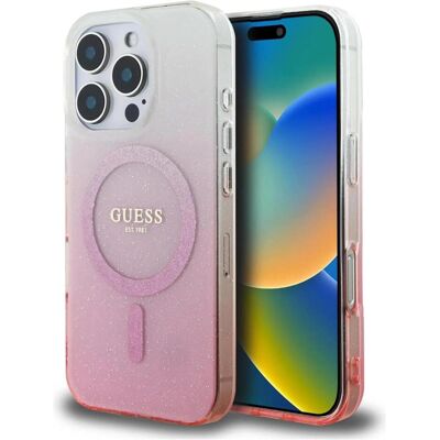 Coque Guess Rose pour iPhone 16 Pro 6,3" avec Glitter Dégradé et MagSafe Coque Guess Rose pour iPhone 16 Pro 6,3" avec Glitter Dégradé et MagSafe