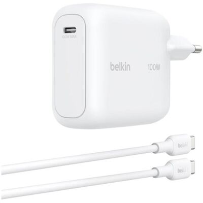 Belkin Boostcharge 100w USB-C Gan Char, Adaptateur pour véhicule, Blanc Belkin Boostcharge 100w USB-C Gan Char, Adaptateur pour véhicule, Blanc