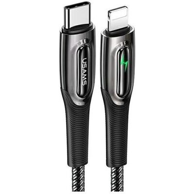 Usams Cable pleciony USB-C na Lightning Smart Power-off 20W PD Cable 1.2m czarny/black SJ518USB01 (U (1.20 m, USB 2.0, 20 W), Câble USB Usams Cable pleciony USB-C na Lightning Smart Power-off 20W PD Cable 1.2m czarny/black SJ518USB01 (U (1.20 m, USB 2.0, 20 W), Câble USB