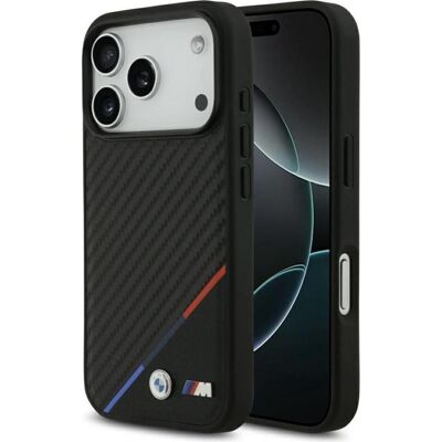 BMW Case M Carbon Tricolor Line MagSafe for iPhone 17 Pro black (Apple iPhone 17 Pro), Coque pour téléphone portable, Noir BMW Case M Carbon Tricolor Line MagSafe for iPhone 17 Pro black (Apple iPhone 17 Pro), Coque pour téléphone portable, Noir