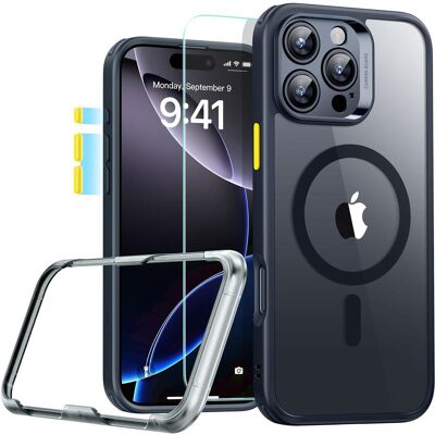 ESR Étui hybride Halolock MagSafe + verre trempé (Apple iPhone 16 Pro), Coque pour téléphone portable, Noir, Transparent ESR Étui hybride Halolock MagSafe + verre trempé (Apple iPhone 16 Pro), Coque pour téléphone portable, Noir, Transparent