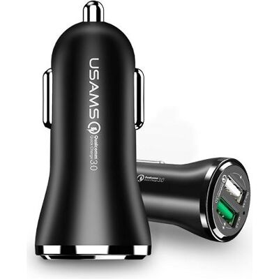 Usams Chargeur portable 2xUSB 2,4 A, recharge rapide Qualcomm 3.0, noir/black 24C28C01 (US-CC028), Adaptateur pour véhicule, Noir Usams Chargeur portable 2xUSB 2,4 A, recharge rapide Qualcomm 3.0, noir/black 24C28C01 (US-CC028), Adaptateur pour véhicule, Noir