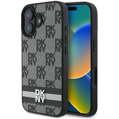 Etui DKNY pour iPhone 16 Noir à Carreaux et Rayures Etui DKNY pour iPhone 16 Noir à Carreaux et Rayures