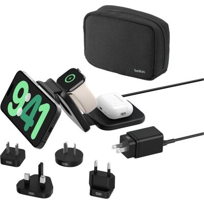 Belkin Station de recharge BoostCharge Pro 3-en-1 Qi2 (15 W), Chargeur sans fil, Noir Belkin Station de recharge BoostCharge Pro 3-en-1 Qi2 (15 W), Chargeur sans fil, Noir