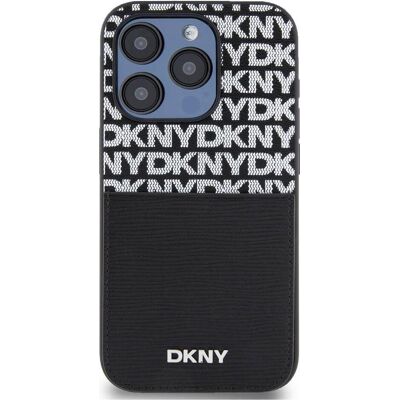 Étui porte-cartes en cuir noir DKNY pour iPhone 15 Pro Max Étui porte-cartes en cuir noir DKNY pour iPhone 15 Pro Max