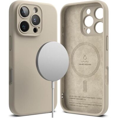 Ringke - Silicone Magnetic MagSafe - iPhone 16 Pro Max - Stone (Apple iPhone 16 Pro Max), Coque pour téléphone portable, Gris Ringke - Silicone Magnetic MagSafe - iPhone 16 Pro Max - Stone (Apple iPhone 16 Pro Max), Coque pour téléphone portable, Gris