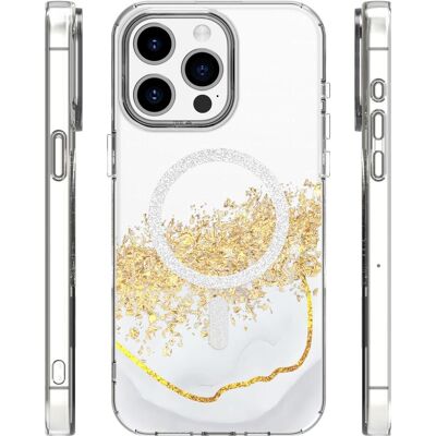 OEM Epoxy Mag case for iPhone 15 Pro 6,1" white (Apple iPhone 15 Pro), Coque pour téléphone portable, Blanc, Or, Transparent OEM Epoxy Mag case for iPhone 15 Pro 6,1" white (Apple iPhone 15 Pro), Coque pour téléphone portable, Blanc, Or, Transparent