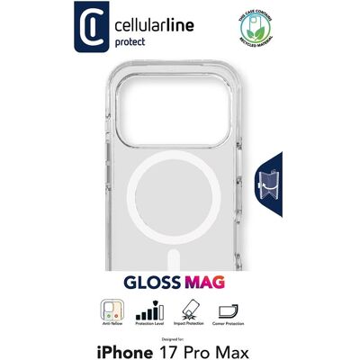 Cellular Line Gloss MagSafe Case MAG (Apple iPhone 17 Pro Max), Coque pour téléphone portable, Transparent Cellular Line Gloss MagSafe Case MAG (Apple iPhone 17 Pro Max), Coque pour téléphone portable, Transparent