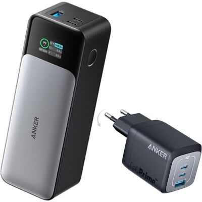 Anker Power Bank e Caricatore da Parete in Bundle (24000 mAh, 140 W, 86.40 Wh), Chargeur de secours, Noir Anker Power Bank e Caricatore da Parete in Bundle (24000 mAh, 140 W, 86.40 Wh), Chargeur de secours, Noir