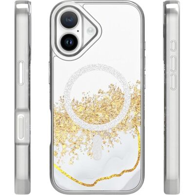 OEM Epoxy Mag case for iPhone 16 6,1" white (Apple iPhone 16), Coque pour téléphone portable, Blanc, Or, Transparent OEM Epoxy Mag case for iPhone 16 6,1" white (Apple iPhone 16), Coque pour téléphone portable, Blanc, Or, Transparent