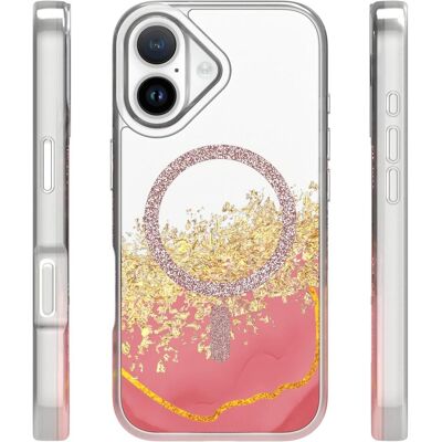 OEM Epoxy Mag case for iPhone 16 6,1" pink (Apple iPhone 16), Coque pour téléphone portable, Pink, Or, Transparent OEM Epoxy Mag case for iPhone 16 6,1" pink (Apple iPhone 16), Coque pour téléphone portable, Pink, Or, Transparent