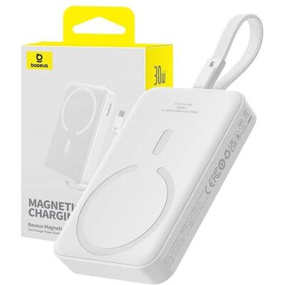 Baseus Magnetic Mini (10000 mAh, 30 W, 37 Wh), Chargeur de secours, Blanc Baseus Magnetic Mini (10000 mAh, 30 W, 37 Wh), Chargeur de secours, Blanc