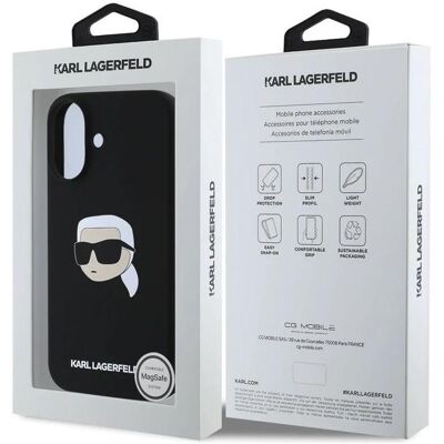 Coque MagSafe Karl Lagerfeld pour iPhone 16 Noir Coque MagSafe Karl Lagerfeld pour iPhone 16 Noir