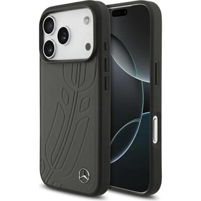 Mercedes Case Leather Large Laurel Leave MagSafe for iPhone 17 Pro antracyt (Apple iPhone 17 Pro), Coque pour téléphone portable, Noir, Gris Mercedes Case Leather Large Laurel Leave MagSafe for iPhone 17 Pro antracyt (Apple iPhone 17 Pro), Coque pour téléphone portable, Noir, Gris