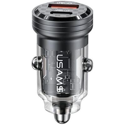Usams Ład. sam. C35 USB+USB-C 45W Fast Charge czarny/black CC175CC01 (US-CC175), Adaptateur pour véhicule, Noir Usams Ład. sam. C35 USB+USB-C 45W Fast Charge czarny/black CC175CC01 (US-CC175), Adaptateur pour véhicule, Noir