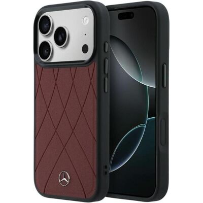 Mercedes Case Leather with Crossed Lines MagSafe for iPhone 17 Pro Max red (Apple iPhone 17 Pro Max), Coque pour téléphone portable, Rouge Mercedes Case Leather with Crossed Lines MagSafe for iPhone 17 Pro Max red (Apple iPhone 17 Pro Max), Coque pour téléphone portable, Rouge