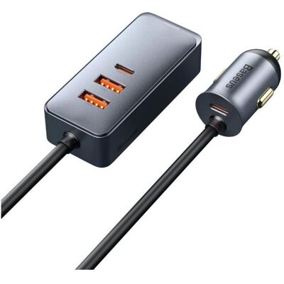 Baseus Ładowarka samochodowa Share Together 120W wieloportowa 2x USB-A + 2x USB-C - szara, Adaptateur pour véhicule, Argent, Gris Baseus Ładowarka samochodowa Share Together 120W wieloportowa 2x USB-A + 2x USB-C - szara, Adaptateur pour véhicule, Argent, Gris
