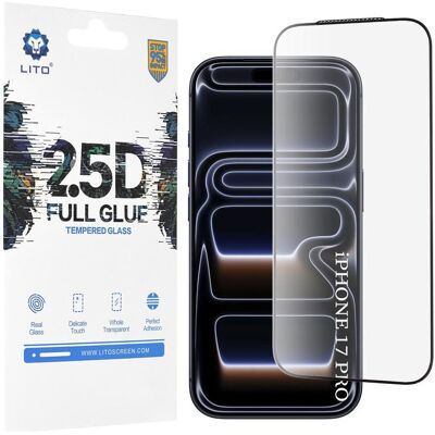 Lito - 2.5D FullGlue Glass - iPhone 17 Pro - Black (1 pcs, Apple iPhone 17 Pro), Téléphone portable : film de protection, Noir Lito - 2.5D FullGlue Glass - iPhone 17 Pro - Black (1 pcs, Apple iPhone 17 Pro), Téléphone portable : film de protection, Noir