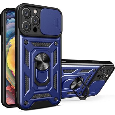 Hurtel Hybrid Armor Camshield iPhone 16 Pro Max Armored Case with Camera Cover and Stand - Blue (Apple iPhone 16 Pro Max), Coque pour téléphone portable, Bleu Hurtel Hybrid Armor Camshield iPhone 16 Pro Max Armored Case with Camera Cover and Stand - Blue (Apple iPhone 16 Pro Max), Coque pour téléphone portable, Bleu