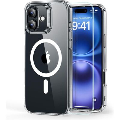ESR Classic Hybrid Halolock MagSafe Case + verre trempé pour iPhone 16 Plus - Transparent (Apple iPhone 16 Plus), Coque pour téléphone portable, Transparent ESR Classic Hybrid Halolock MagSafe Case + verre trempé pour iPhone 16 Plus - Transparent (Apple iPhone 16 Plus), Coque pour téléphone portable, Transparent