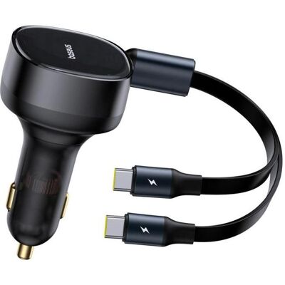 Baseus Ładowarka Enjoyment Retractable 2-in-1 Car Charger C+C 33W Cluster Black, Adaptateur pour véhicule, Noir Baseus Ładowarka Enjoyment Retractable 2-in-1 Car Charger C+C 33W Cluster Black, Adaptateur pour véhicule, Noir