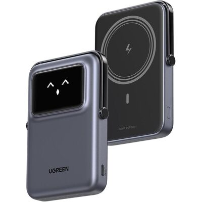 Ugreen Uno Magnetic Wireless Power Bank (10000 mAh, 20 W, 37 Wh), Chargeur de secours, Noir, Gris Ugreen Uno Magnetic Wireless Power Bank (10000 mAh, 20 W, 37 Wh), Chargeur de secours, Noir, Gris