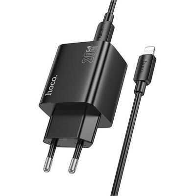 Hoco Chargeur de téléphone 2 x USB-C + 2 x USB-A, QC3.0, PD 3 A, 20 W + câble USB-C vers Lightning N55 (20 W, 4 ports), Chargeur USB, Noir Hoco Chargeur de téléphone 2 x USB-C + 2 x USB-A, QC3.0, PD 3 A, 20 W + câble USB-C vers Lightning N55 (20 W, 4 ports), Chargeur USB, Noir