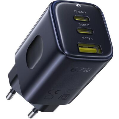Baseus PicoGo AE11 Chargeur rapide (67 W, 3 ports), Chargeur USB, Noir Baseus PicoGo AE11 Chargeur rapide (67 W, 3 ports), Chargeur USB, Noir