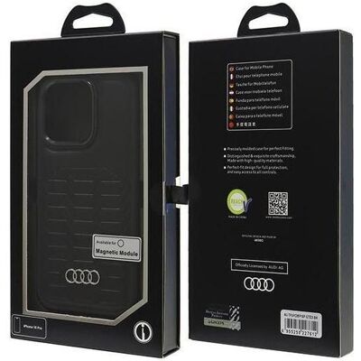 Coque Audi pour iPhone 16 Pro - Cuir synthétique, MagSafe, Noir Coque Audi pour iPhone 16 Pro - Cuir synthétique, MagSafe, Noir