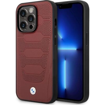 BMW BMHMP14X22RPSR iPhone 14 Pro Max Motif en cuir bordeaux MagSafe - Coque BMW BMHMP14X22RPSR iPhone 14 Pro Max Motif en cuir bordeaux MagSafe - Coque