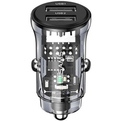 Chargeur Voiture USB Double USAMS - Charge Rapide 15W - Lumière Ambiante Bleue Chargeur Voiture USB Double USAMS - Charge Rapide 15W - Lumière Ambiante Bleue