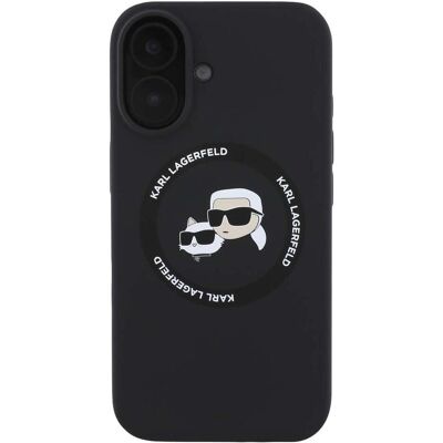 Coque en silicone liquide Karl Lagerfeld pour iPhone 16 - MagSafe, Noir Coque en silicone liquide Karl Lagerfeld pour iPhone 16 - MagSafe, Noir