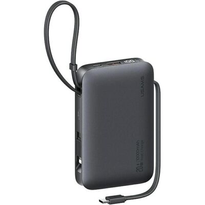 Usams Powerbank XR Series CD228 10000mAh 20W + kabel USB-C/Lightning czarny (10000 mAh, 20 W, 37 Wh), Chargeur de secours, Noir Usams Powerbank XR Series CD228 10000mAh 20W + kabel USB-C/Lightning czarny (10000 mAh, 20 W, 37 Wh), Chargeur de secours, Noir