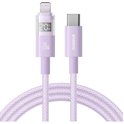 Baseus Câble USB-C vers Lightning Display 2, 20W, 2.4A, 1m, pourpre (1 m, USB 3.2 Gen 1, 20 W), Câble USB Baseus Câble USB-C vers Lightning Display 2, 20W, 2.4A, 1m, pourpre (1 m, USB 3.2 Gen 1, 20 W), Câble USB