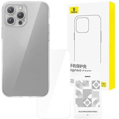 Coque transparente Baseus iPhone 15 Pro + verre trempé Coque transparente Baseus iPhone 15 Pro + verre trempé