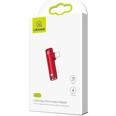 Usams Adaptateur AU07 2-en-1 Lightning rouge + 3,5 mm SJ276LN03 (US-SJ276) (Jack 3.5mm, Lightning), Adaptateur pour appareils mobiles, Rouge Usams Adaptateur AU07 2-en-1 Lightning rouge + 3,5 mm SJ276LN03 (US-SJ276) (Jack 3.5mm, Lightning), Adaptateur pour appareils mobiles, Rouge