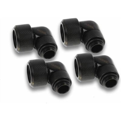 Alphacool Glaçon 16mm HardTube vissable 90?? tournant G1/4 pour tubes acryliques/laiton - 4pcs S, Raccord, Noir Alphacool Glaçon 16mm HardTube vissable 90?? tournant G1/4 pour tubes acryliques/laiton - 4pcs S, Raccord, Noir